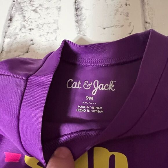 CAT & JACK Swimwear Little Girls Kids 9M Purple Rash Guard Sun Shining 2-Pc. Set - Picture 6 of 16